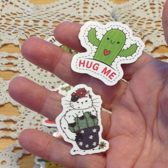 Cactus cellphone stickers, cute cacti and cats - Picture 5 of 6